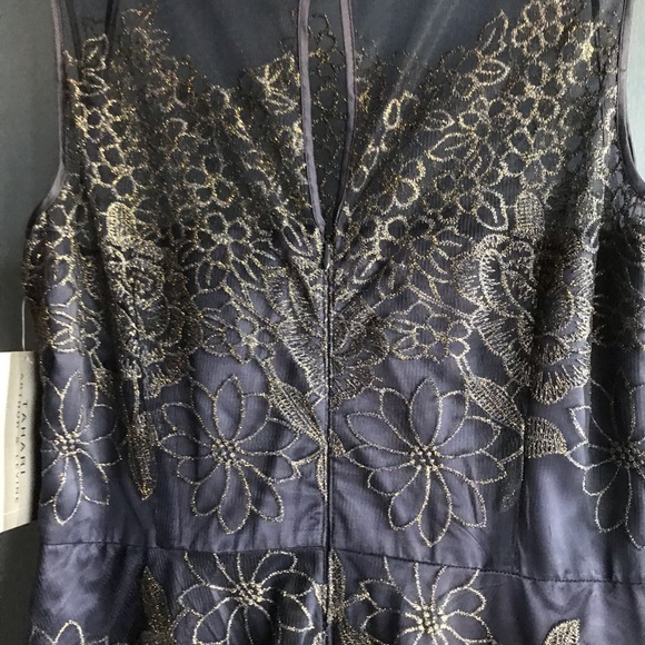 Tahari ASL Navy/Gold Dress Size 14 - Picture 6 of 8